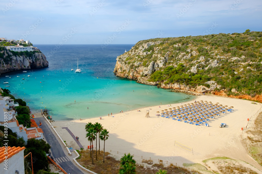 Obraz premium View on the beach Cala en Porter on Menorca Island.