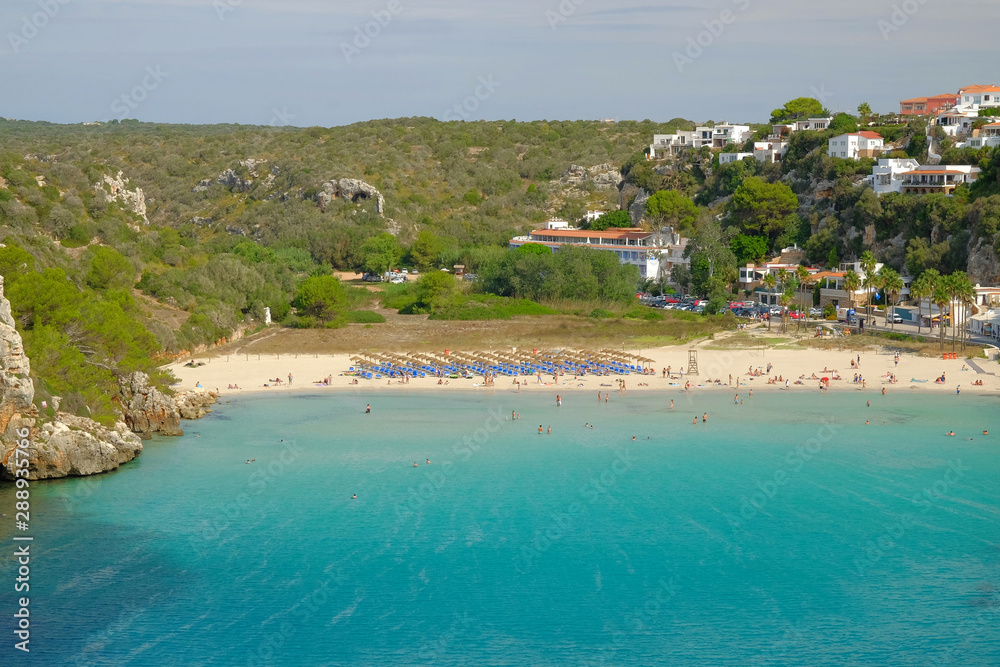 Beach Cala en Porter on Menorca, Balearic Islands, Spain.