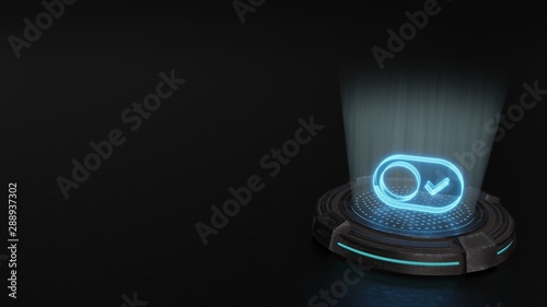 3d hologram symbol of switch icon render