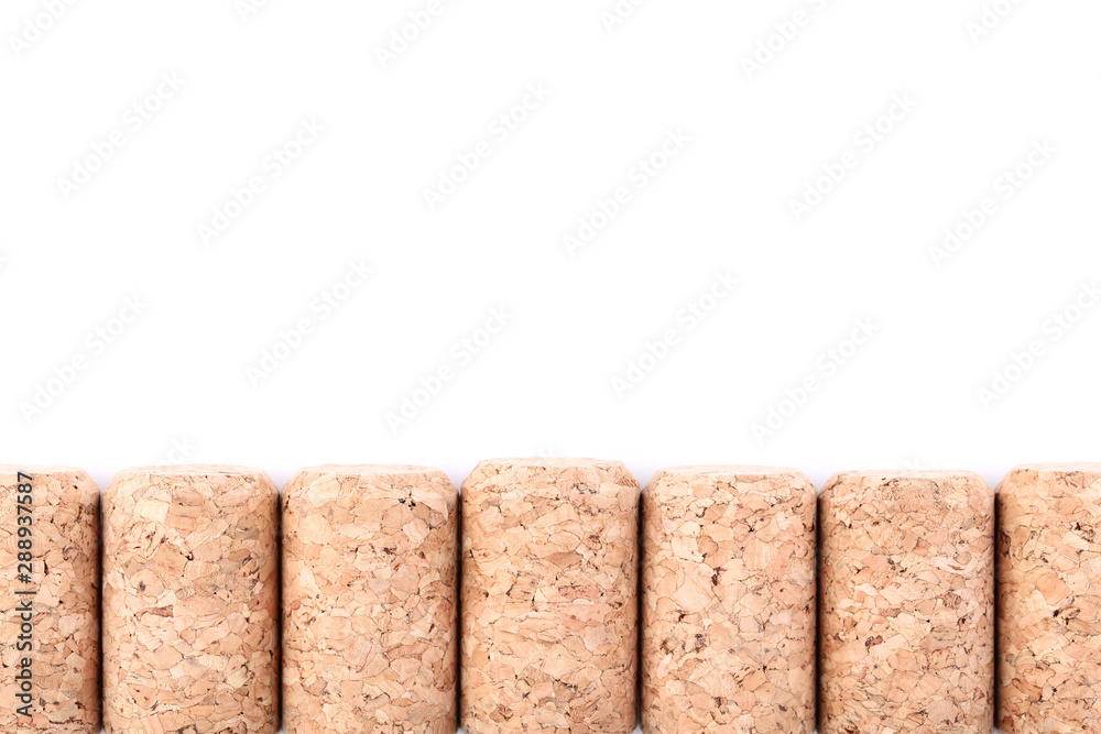 Wine corks on white background