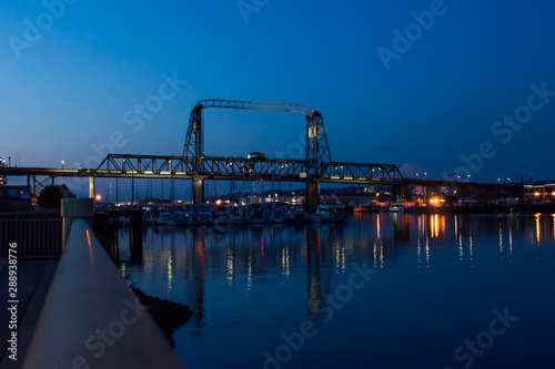 Tacoma bridge after sunset during blue hour photo