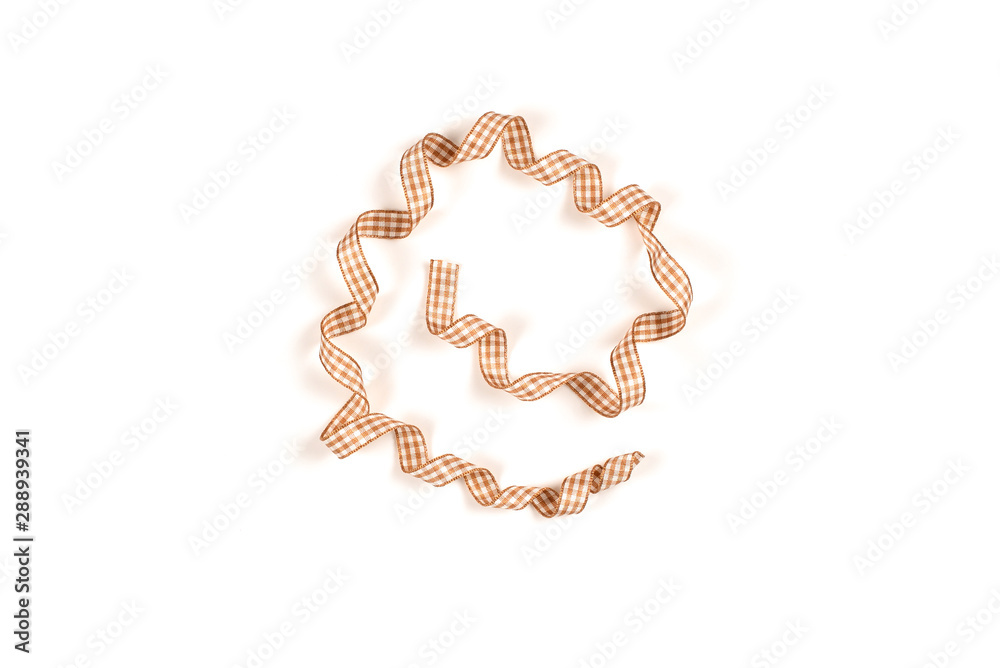Brown check ribbon isolated on white background. Brown check ribbon isolated on white background.