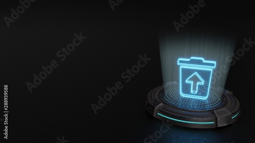 3d hologram symbol of trash restore icon render