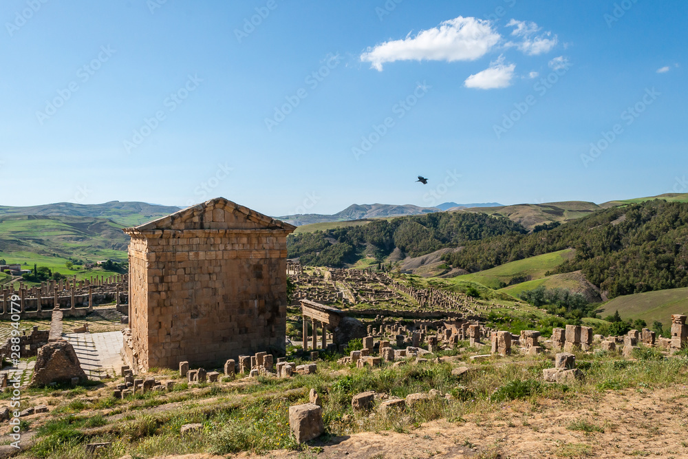 Fototapeta premium Djémila, Algeria - 05/09/2015: Ancient Roman ruins of Djémila (Cuicul)