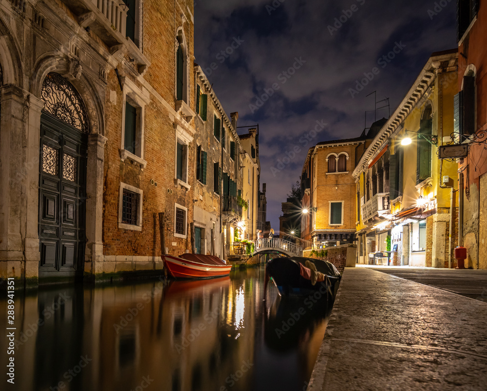 Venice Canal At Night
