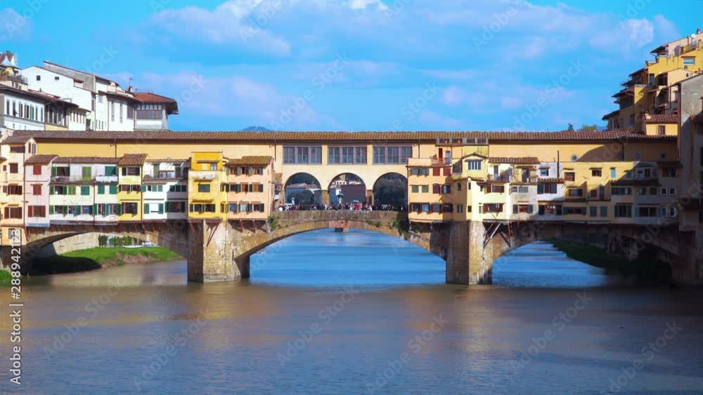 Florence, Tuscany / Italy - April 15th, 2019: General view of the Ponte Vecchio Florence, Tuscany / Italy - April 15th, 2019: General view of the Ponte Vecchio