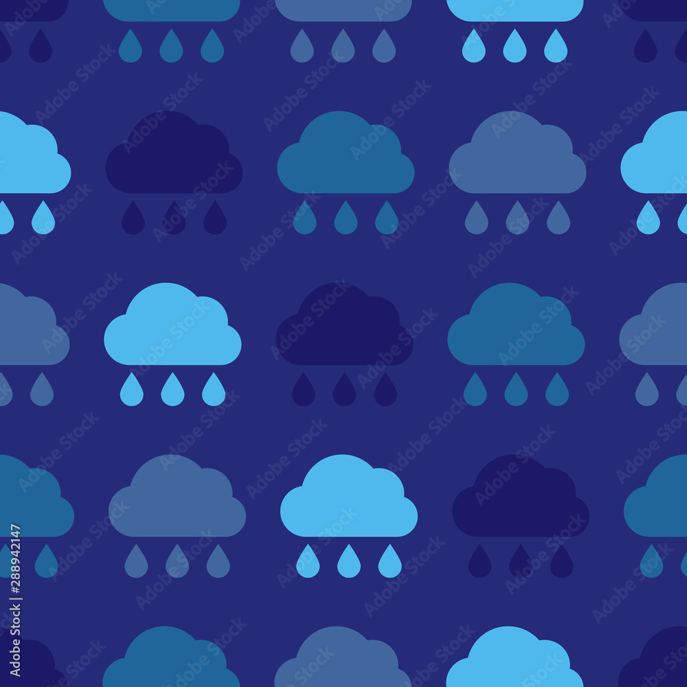 Fototapeta premium Seamless pattern of rainy clouds