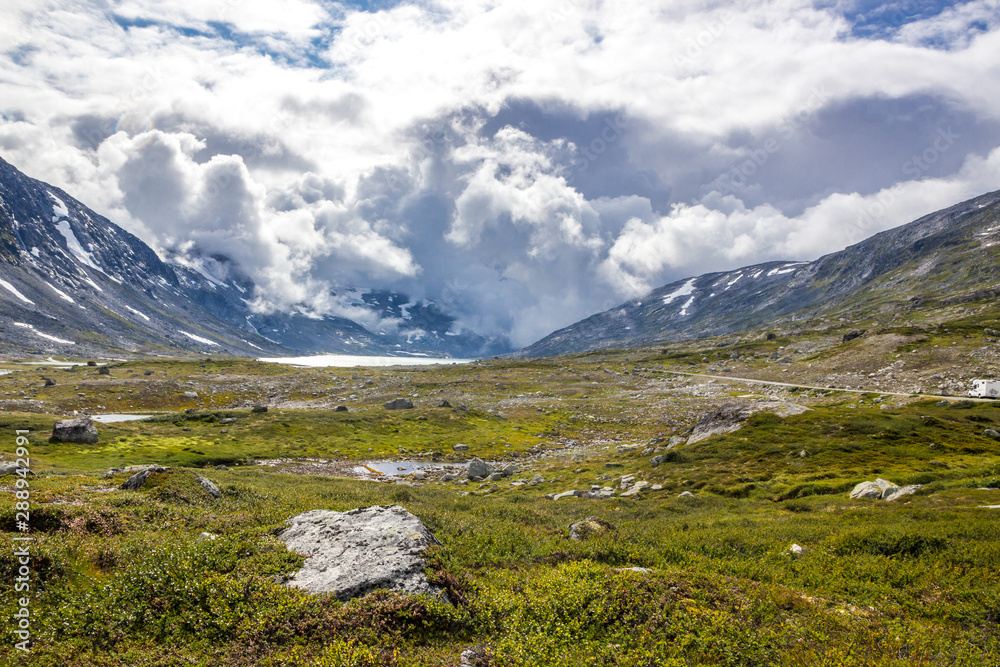 storm clouds over mountain road in Norway storm clouds over mountain road in Norway
