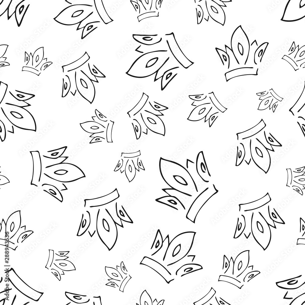 Seamless pattern of doodle queen or king crowns Seamless pattern of doodle queen or king crowns