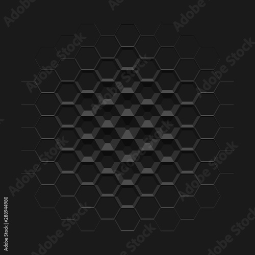 Abstract black hexagonal wall background