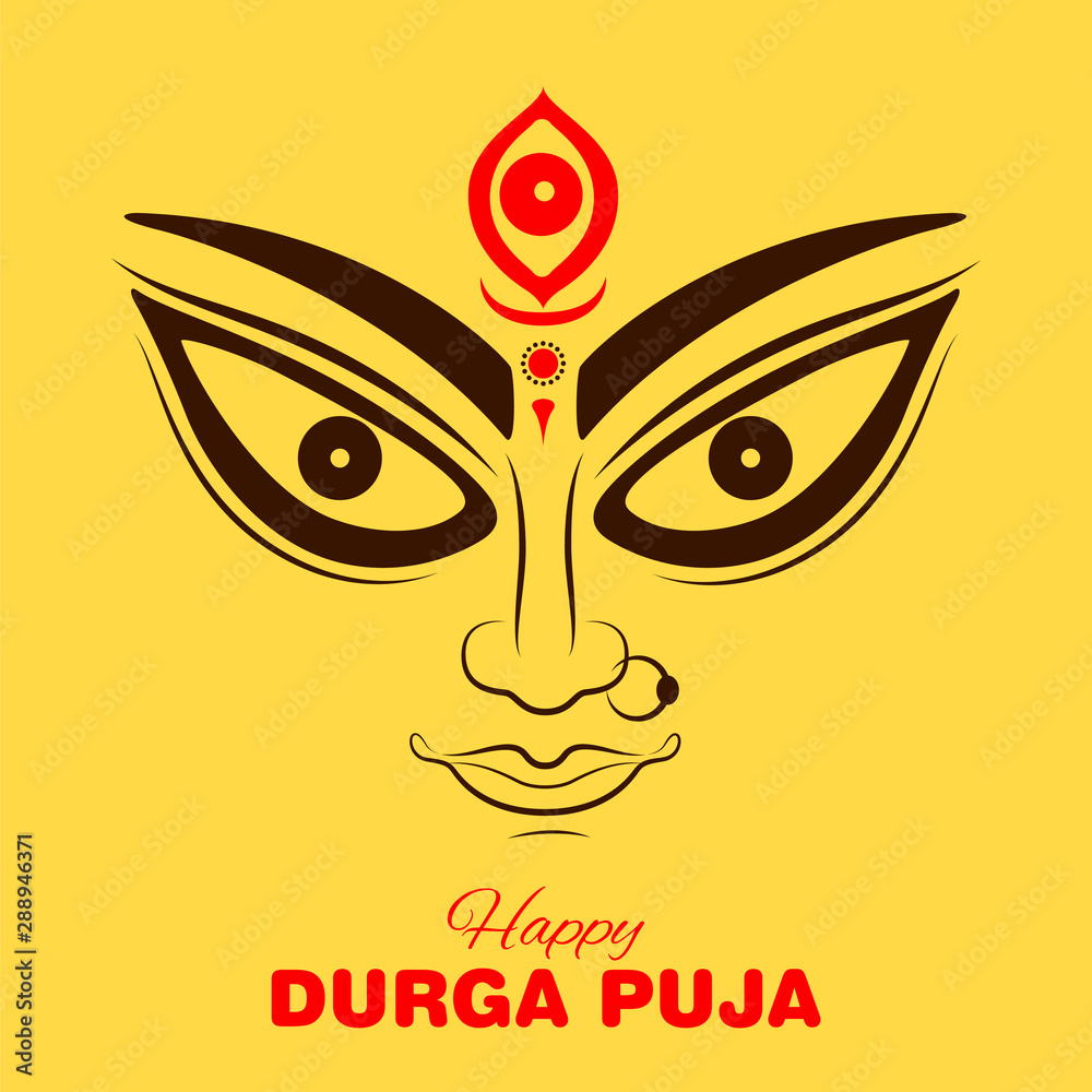 illustration of Goddess Durga Face in Happy Durga Puja Subh Navratri Indian religious header banner background illustration of Goddess Durga Face in Happy Durga Puja Subh Navratri Indian religious header banner background