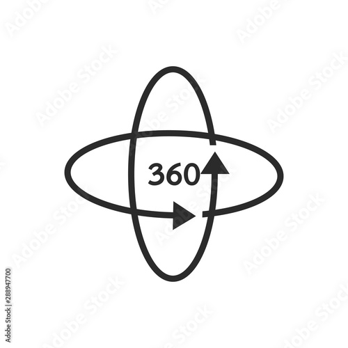 Angle 360 degrees sign icon. Geometry math symbol. Full rotation.