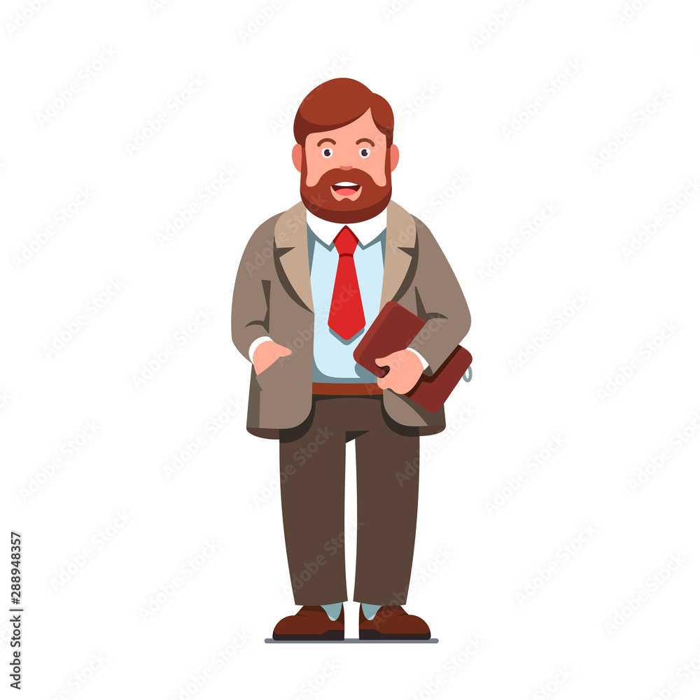 Business man standing with beard holding folder Business man standing with beard holding folder