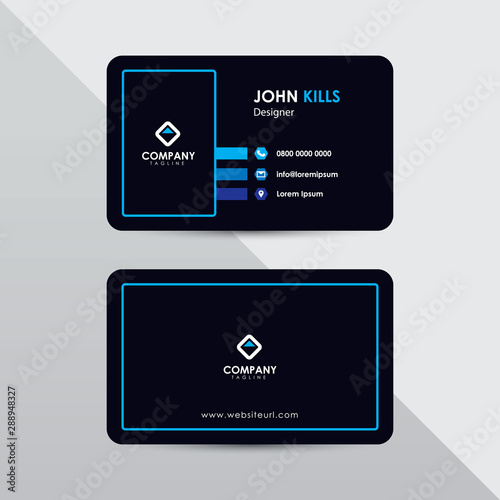 Modern business card design template. Blue color element clean composition design.