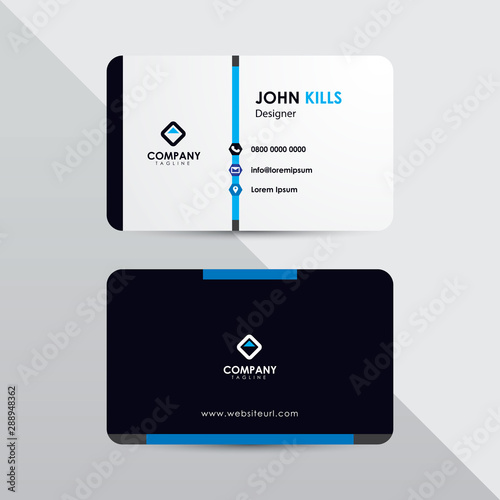 Modern business card design template. Blue color element clean composition design.