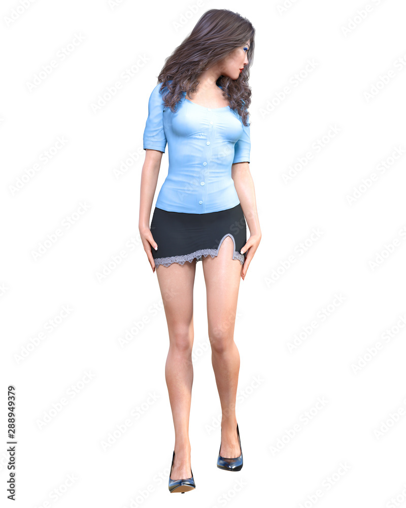 Long-haired brunette secretary Long-haired brunette secretary