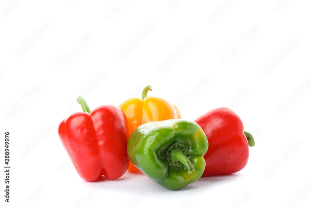 Different bell peppers isolated on white background Different bell peppers isolated on white background