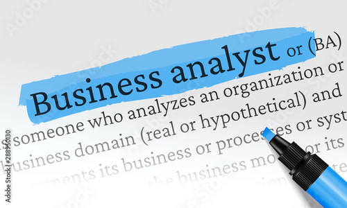 Business Analyst Highlighted blue white background