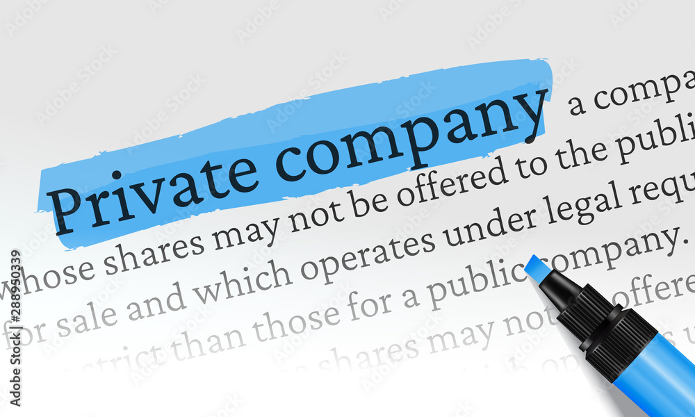 Private Company Highlighted blue white background Private Company Highlighted blue white background