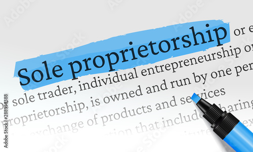 Sole proprietorship Highlighted blue white background photo