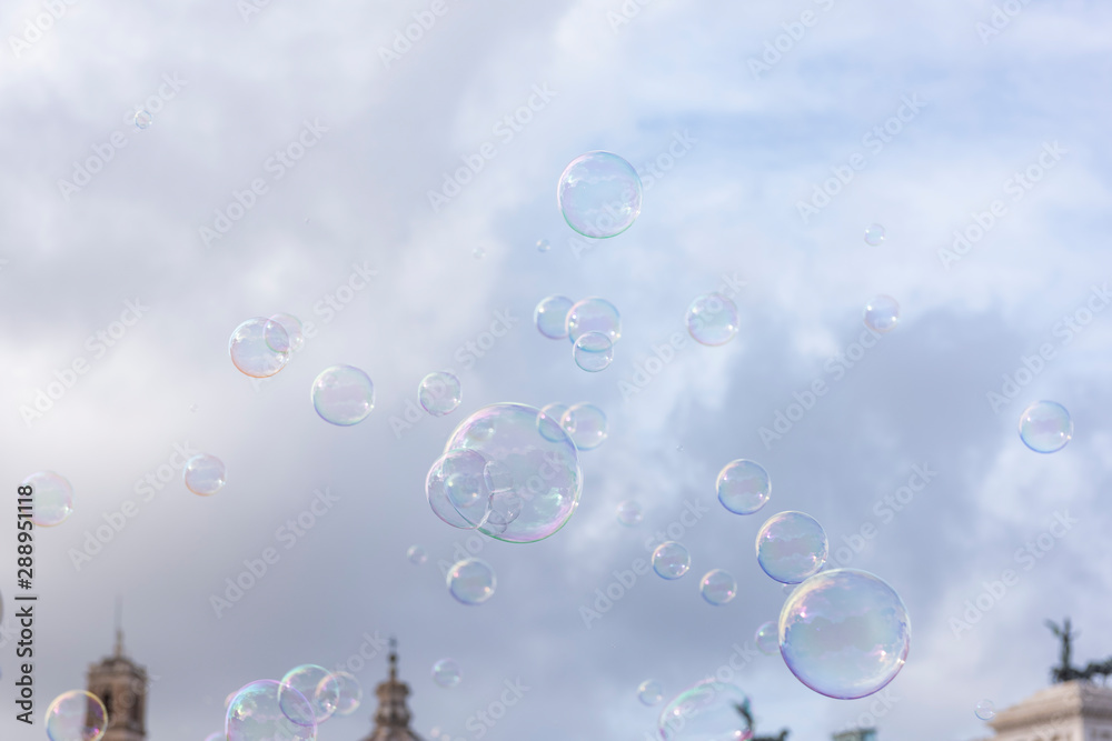 beautiful soap bubbles in the center of Rome