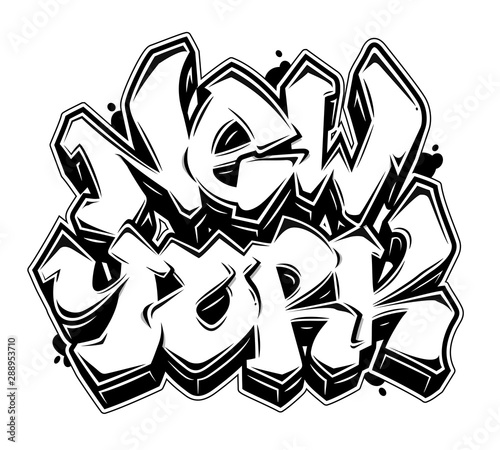 New York graffiti style lettering banner