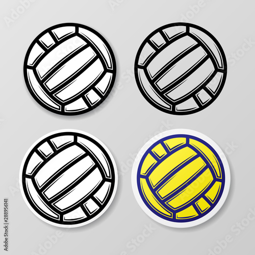 Set of four waterpolo silhouette circle symbols