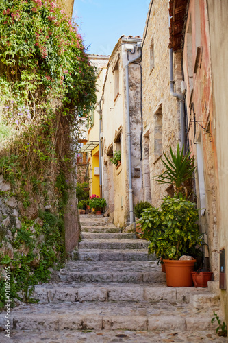 Sainte Agnes village steps in Provence, France