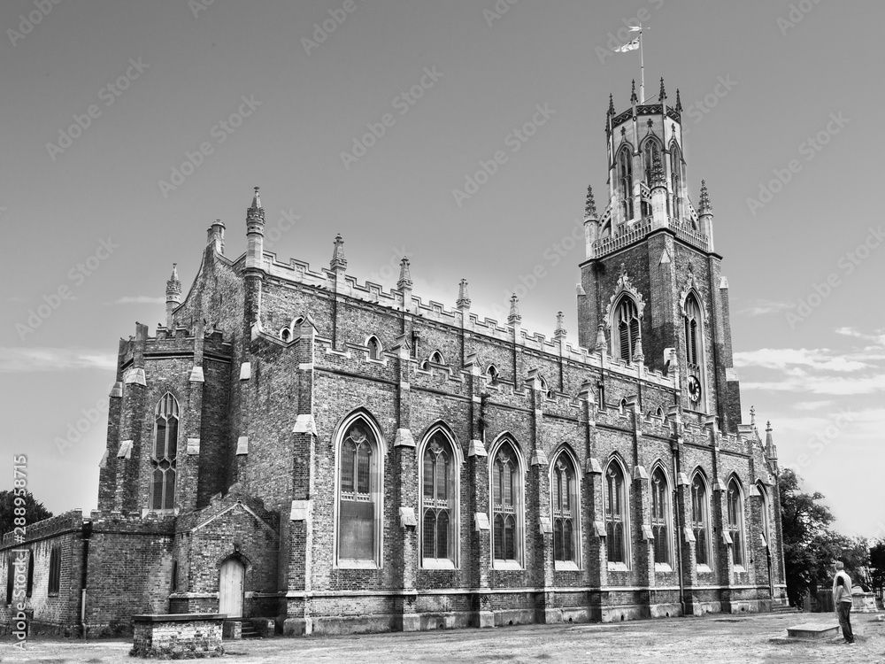 St George the Martyr Church, Ramsgate, Kent, UK in monochrome.