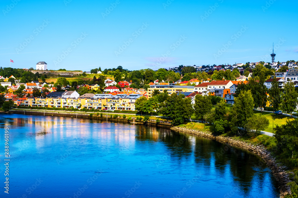 City center of Trondheim, Norway during the sunny summer day