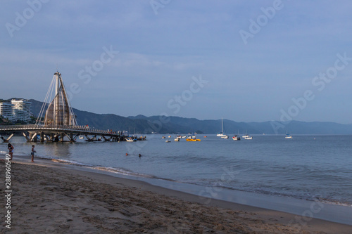 September 21,2019: view of the sea and the center of Puerto Vallarta, malecon Puerto Vallarta, Bay of flags photo