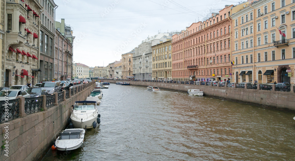 City detail of Saint Petersburg a Russian beautiful city full of rivers and bridges