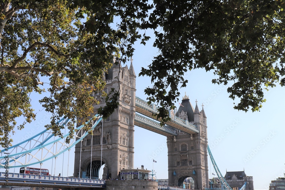 Le pont "Tower Bridge", pont basculant, sur le fleuve Tamise à Londres