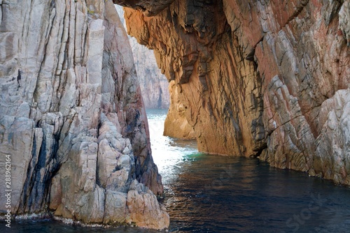 opening between two cliffs in the ocean