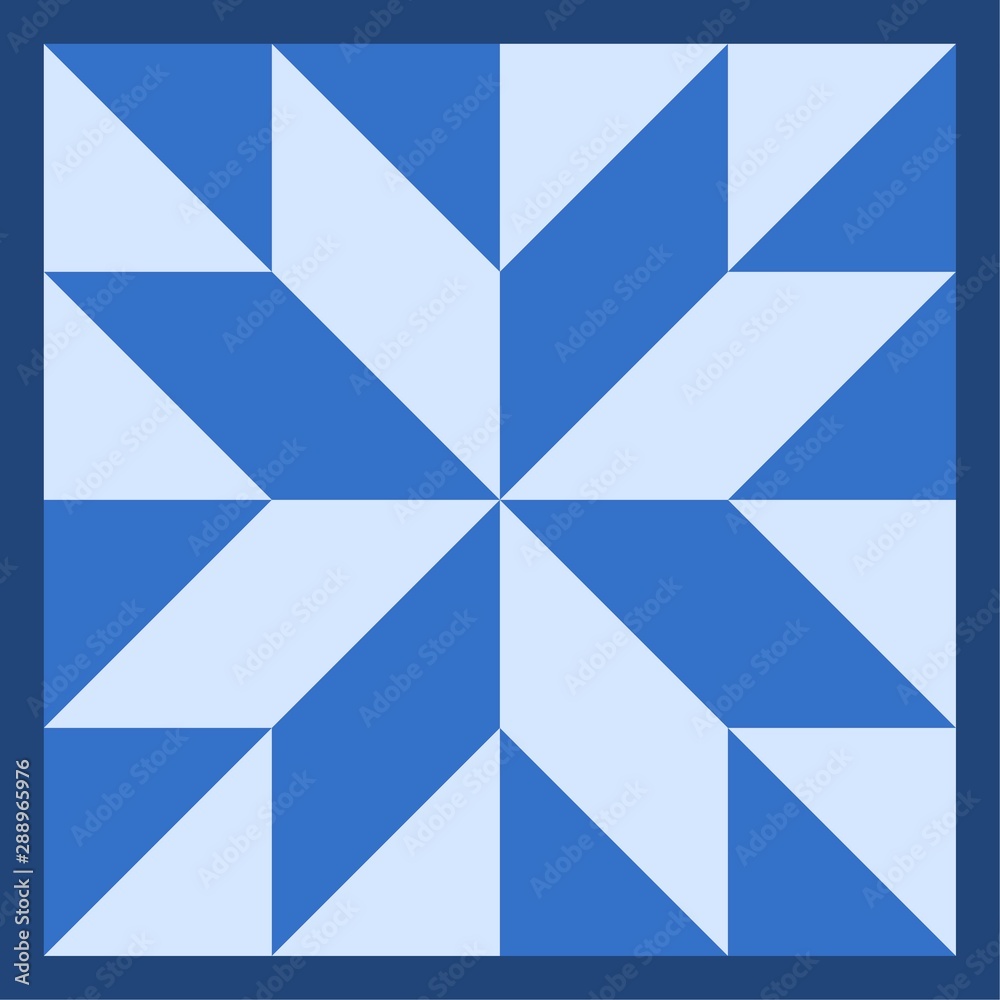 Barn quilt pattern, Patchwork design, Abstract geometric tiled trail Vector illustration