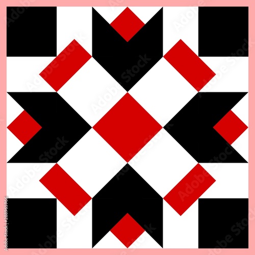 Barn quilt pattern, Patchwork design, Abstract geometric tiled trail Vector illustration