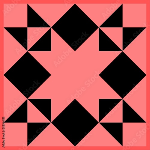 Barn quilt pattern, Patchwork design, Abstract geometric tiled trail Vector illustration