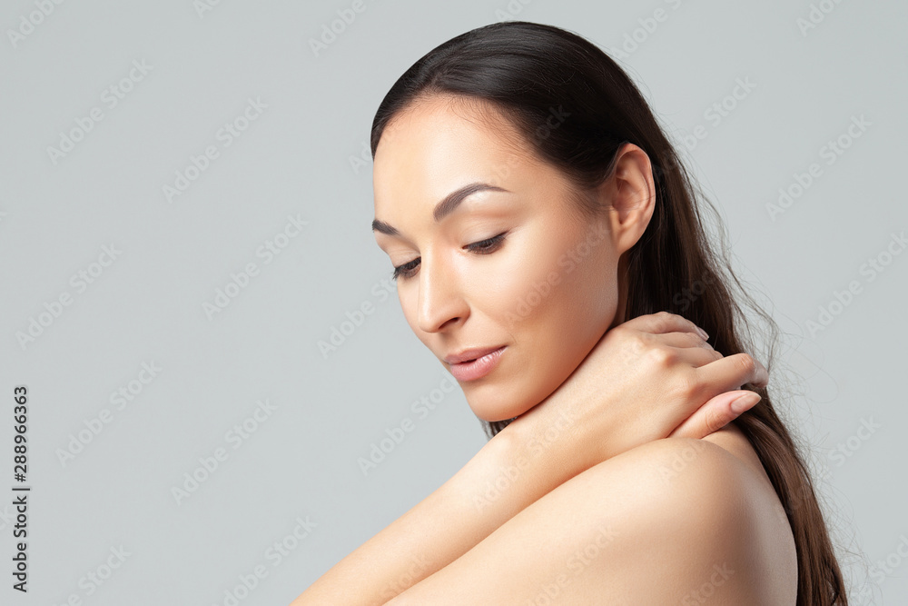 Young beautiful woman with clean perfect skin close-up. Young beautiful woman with clean perfect skin close-up.
