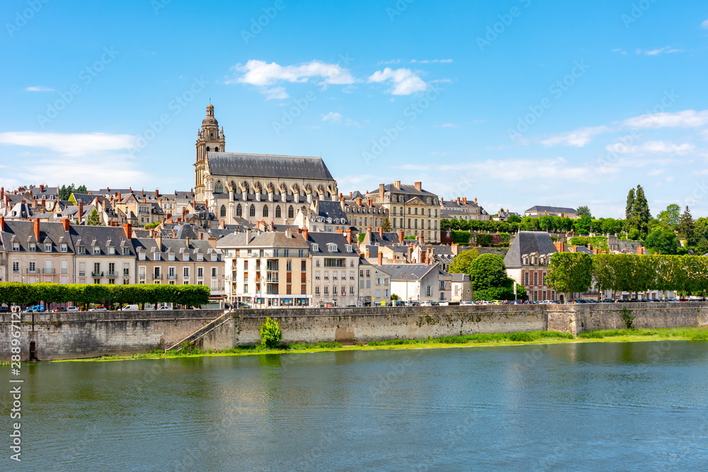 Cityscape of Blois and Loire river, France