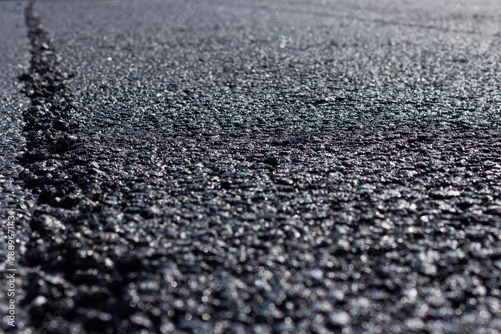 Asphalt road close-up, road works Asphalt road close-up, road works