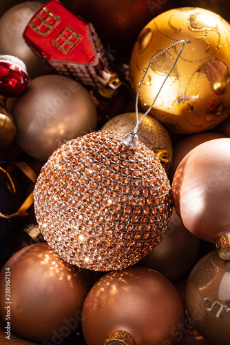 Christmas balls on the black background photo