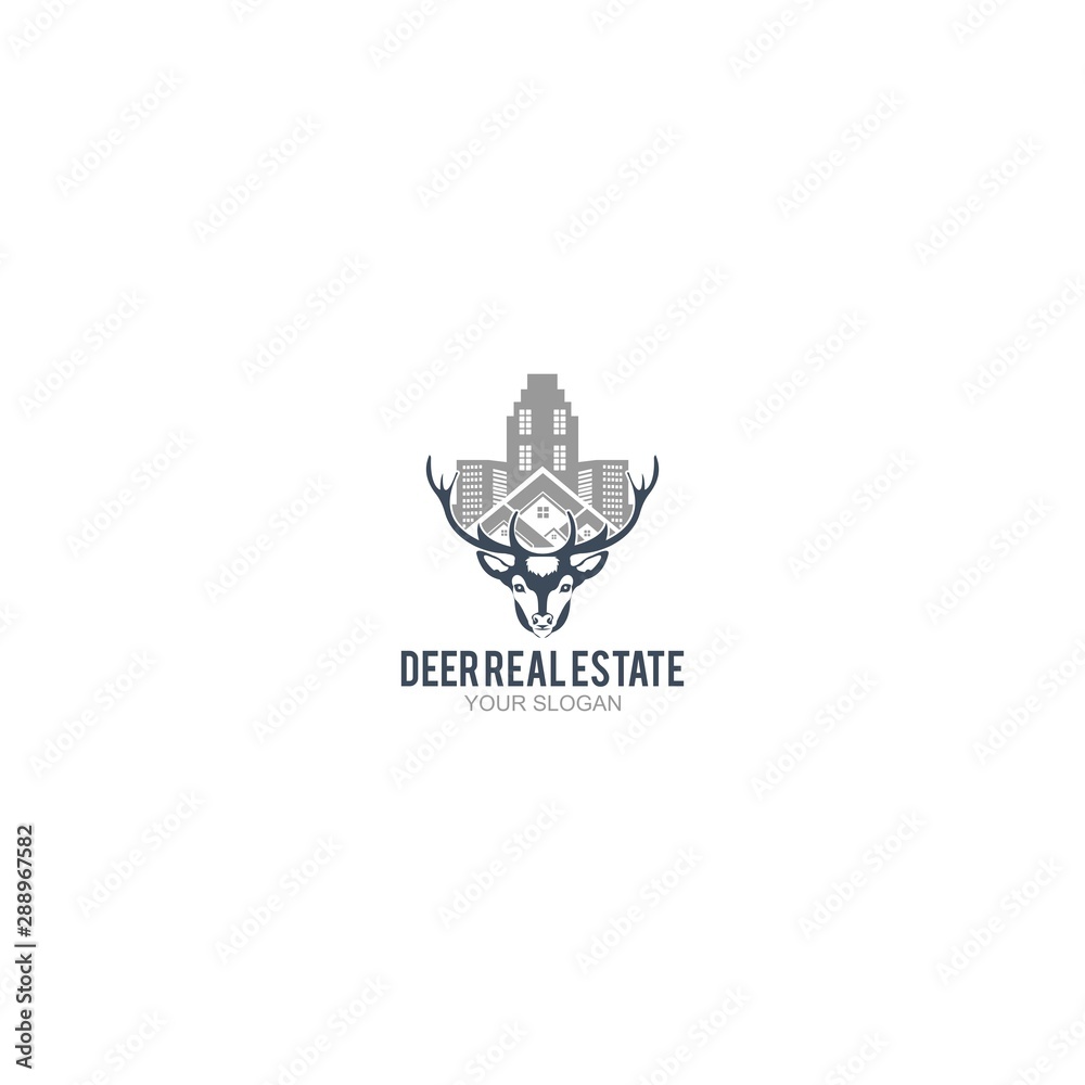 Obraz premium Deer Real Estate Logo Design Vector