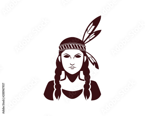 American Indian Lady Posing Silhouette 