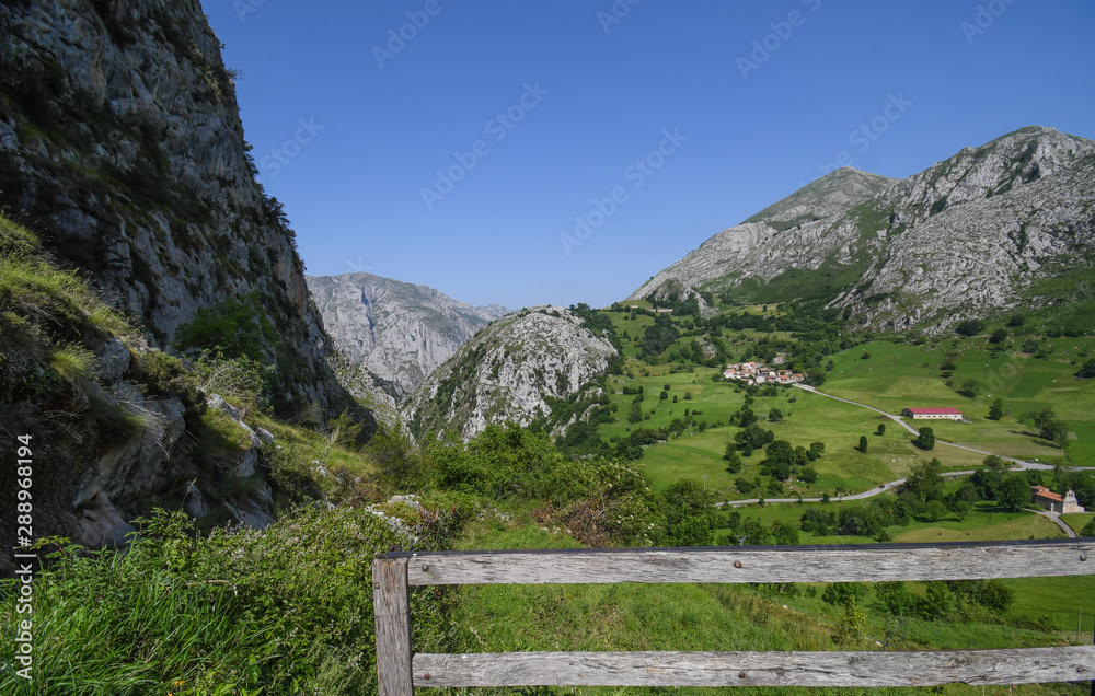 Panoramic view of the town of Bejes, in Picos de Europa