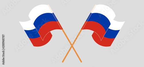 Crossed and waving flags of Russia
