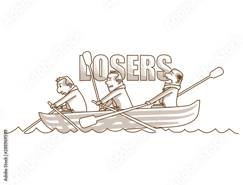 Monochrome Losers Businessmen on Boat