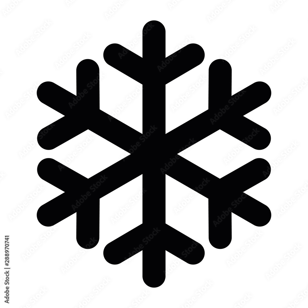Obraz premium Simple black snowflake with rounded corners. Vector icon