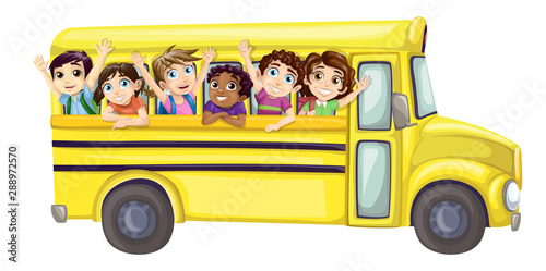 Yellow Bus With Students