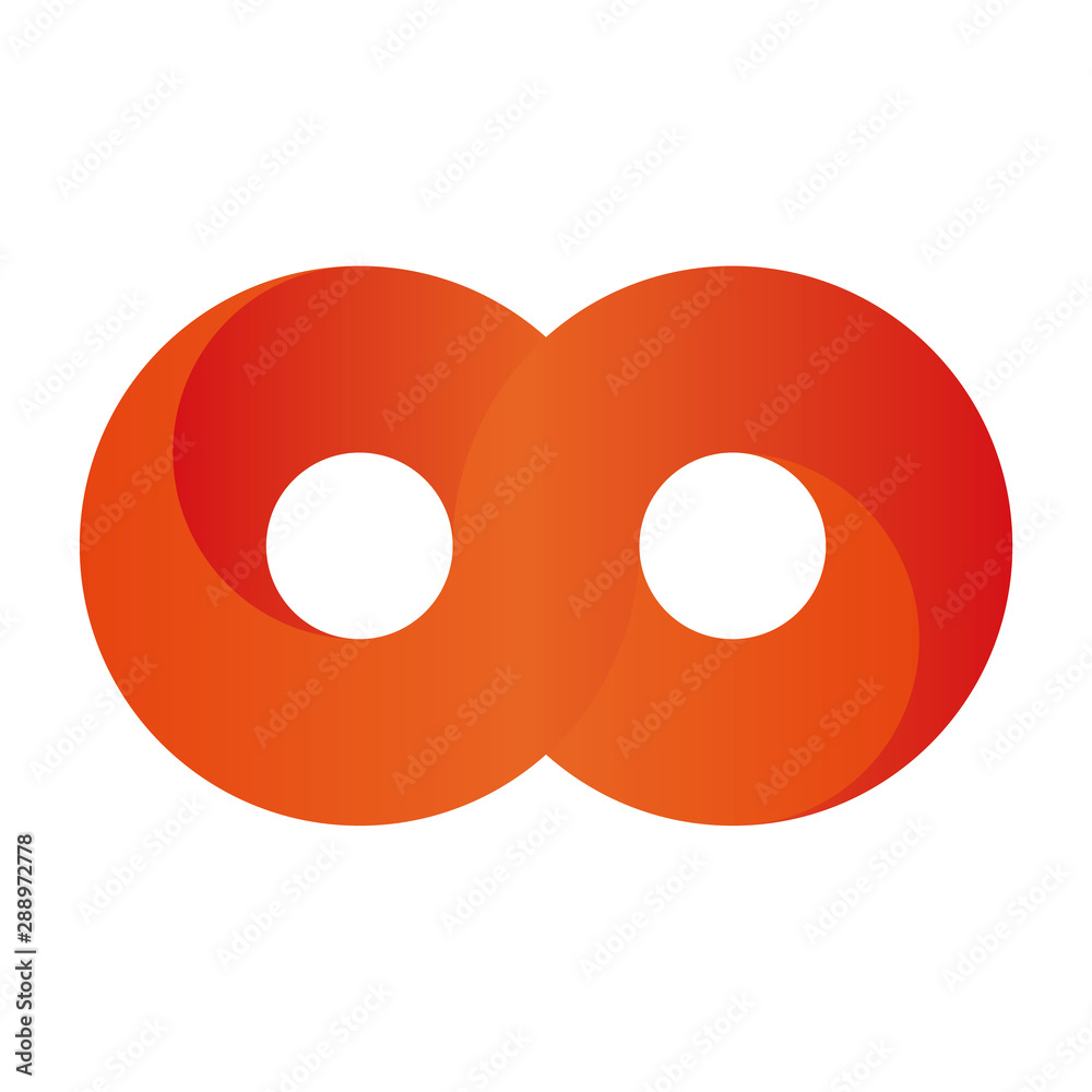 Orange infinity symbol icon. 3D-like gradient design effect. Vector illustration Orange infinity symbol icon. 3D-like gradient design effect. Vector illustration