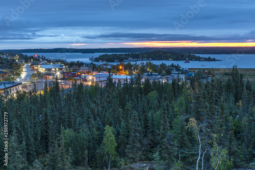Dawn over Old Town in Yellowknife, Northwest Territories, Canada photo